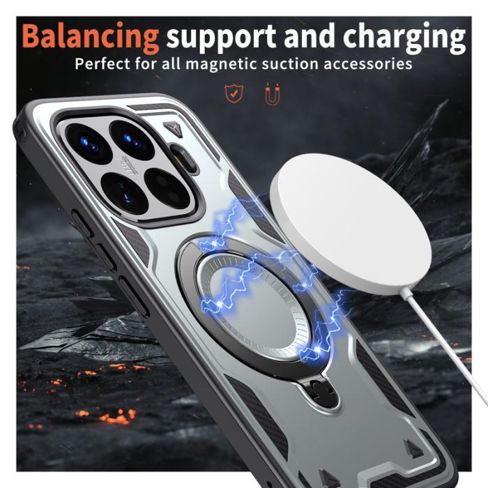 N/A - Mobilskal till Xiaomi 15T Pro Militärskydd Plast Kickstand - Grå