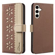 BINFEN COLOR - BINFEN Samsung Galaxy A35 5G Fodral &Auml;kta L&auml;der RFID Skydd - Brun