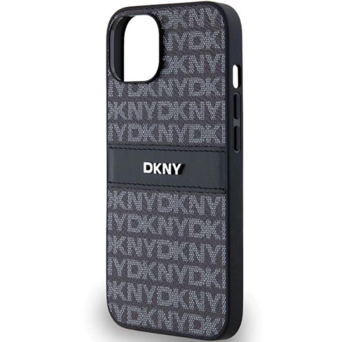 DKNY - DKNY iPhone 15/14 Plus Mobilskal Läder Mono Stripe & Metal Logo