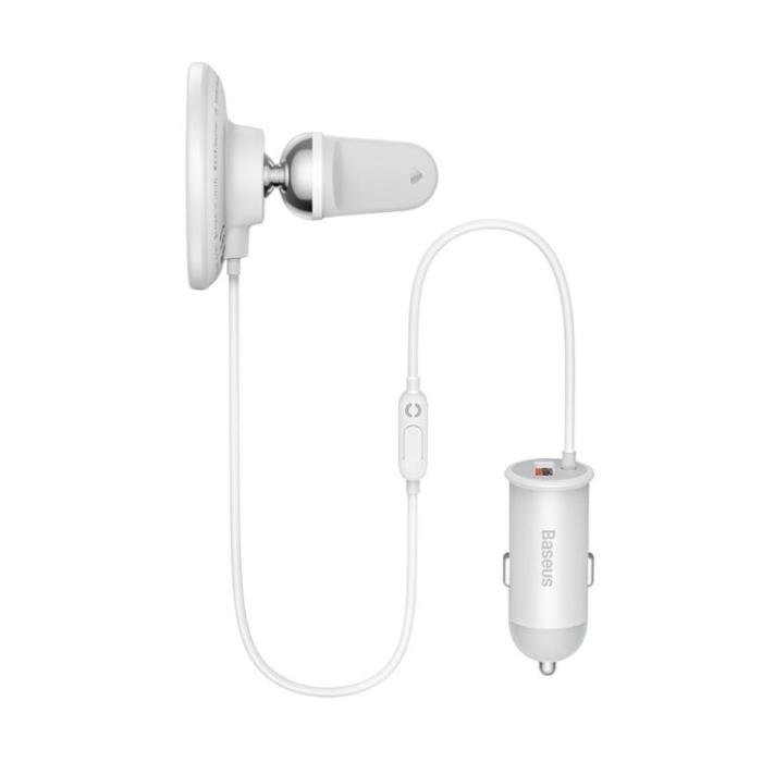 BASEUS - Baseus Magsafe Trådlös Billaddare 15W - Vit
