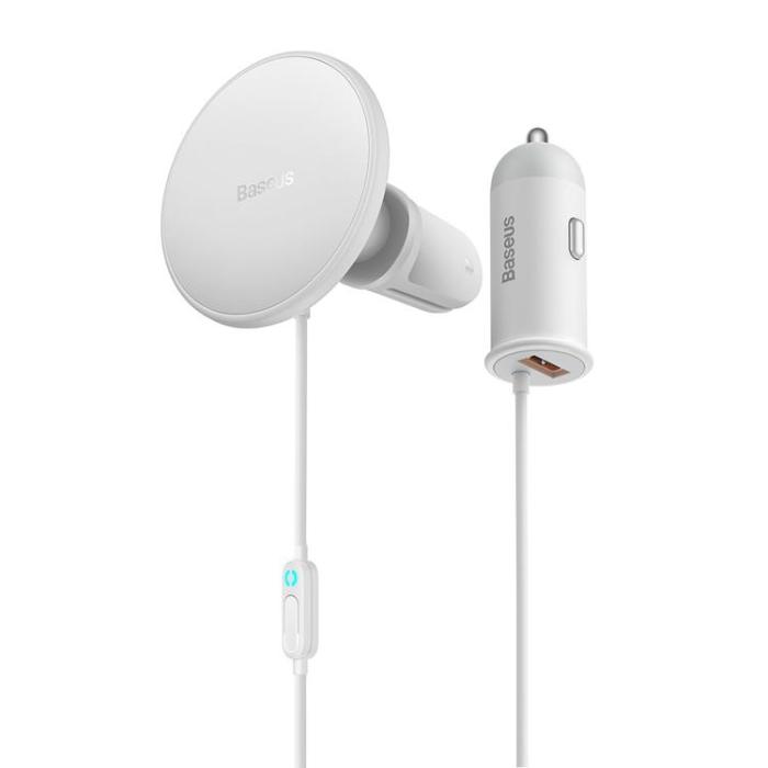 BASEUS - Baseus Magsafe Trådlös Billaddare 15W - Vit