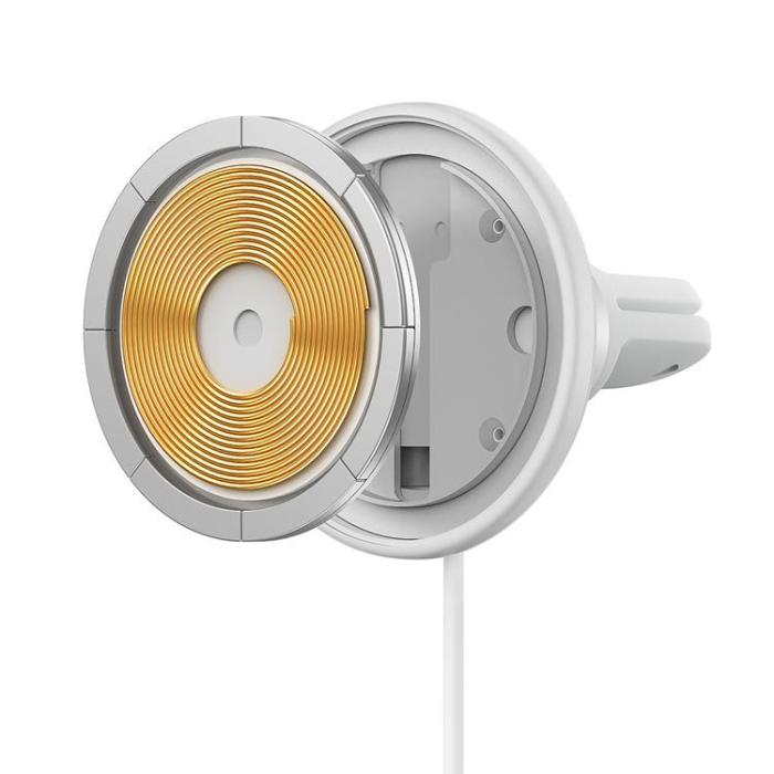 BASEUS - Baseus Magsafe Trådlös Billaddare 15W - Vit