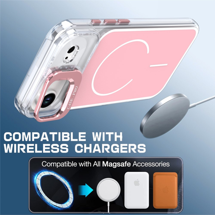A-One Brand - iPhone Air Mobilskal MagSafe Lens Kickstand TPU + PC - Rosa