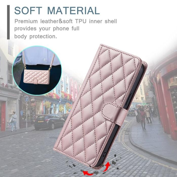 OEM - Plånboksfodral för Samsung Galaxy S26 Konstläder med axelrem - Roséguld