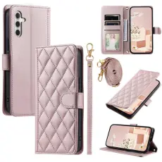OEM - Pl&aring;nboksfodral f&ouml;r Samsung Galaxy S26 Konstl&auml;der med axelrem - Ros&eacute;guld