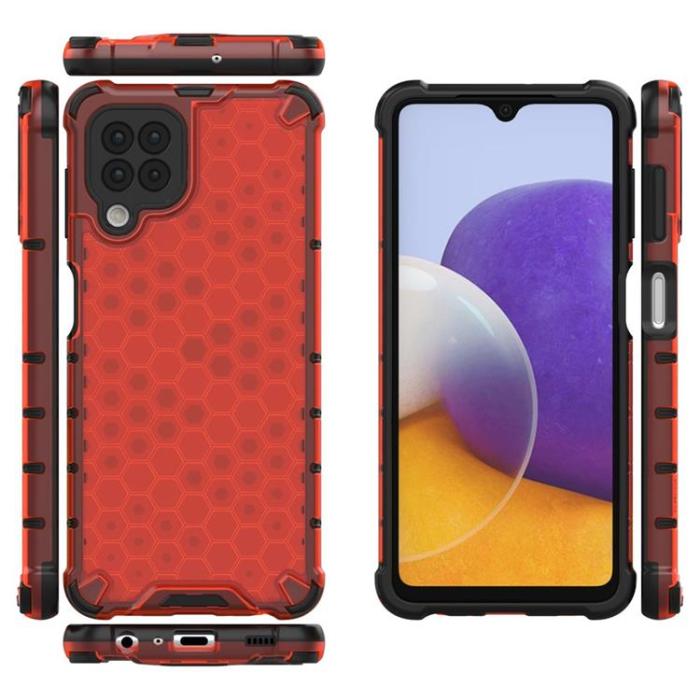 OEM - Galaxy A22 4G Mobilskal HoneyComb - Röd