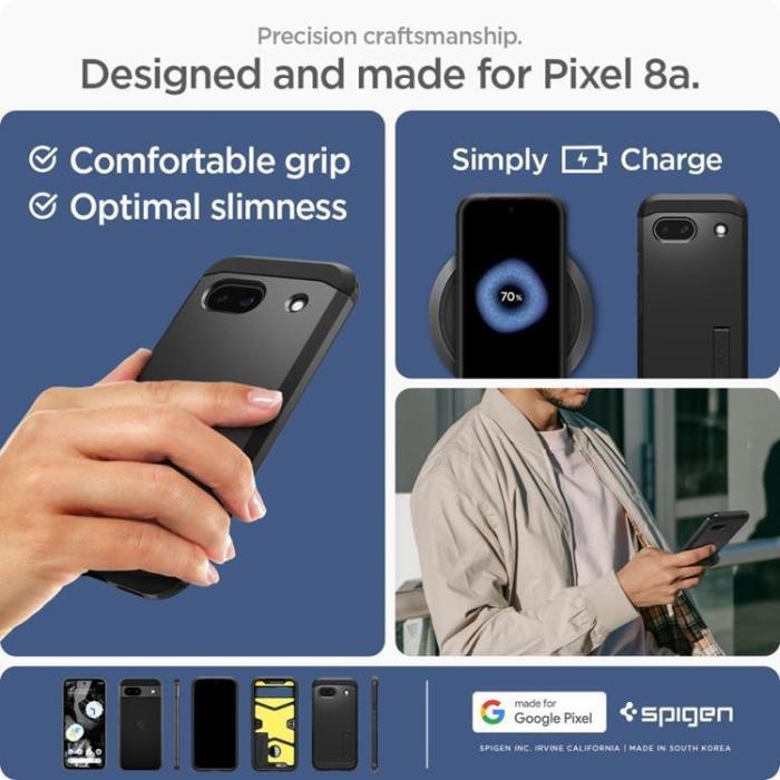 UTGATT - Spigen Google Pixel 8A Mobilskal Tough Armor - Svart