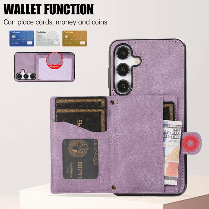 OEM - Mobilskal för Samsung Galaxy S26 TPU + Konstläder Kickstand - Lila