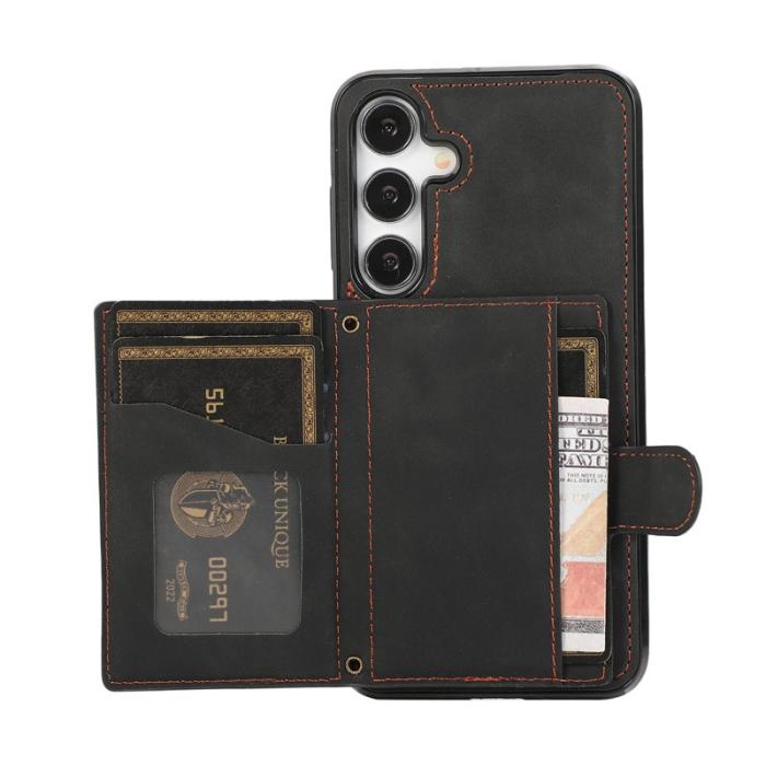 OEM - Mobilskal för Samsung Galaxy S26 TPU + Konstläder Kickstand - Svart