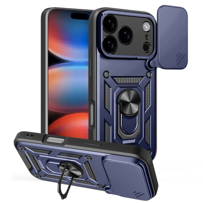 Amorus - AMORUS iPhone 17 Pro Mobilskal Med Kameralinsreglage - Blå