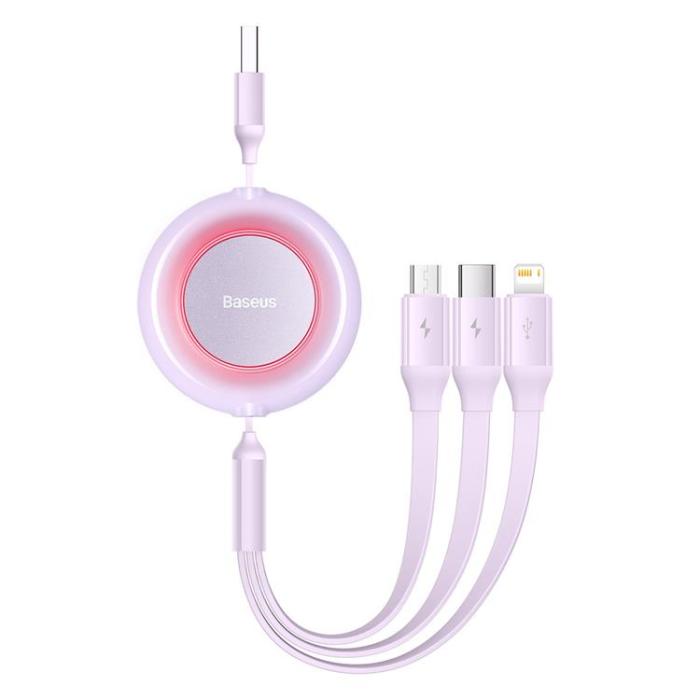UTGATT1 - Baseus Retractable 3in1 microUSB/Lightning/Typ-C 3.5A 1.1m - Lila