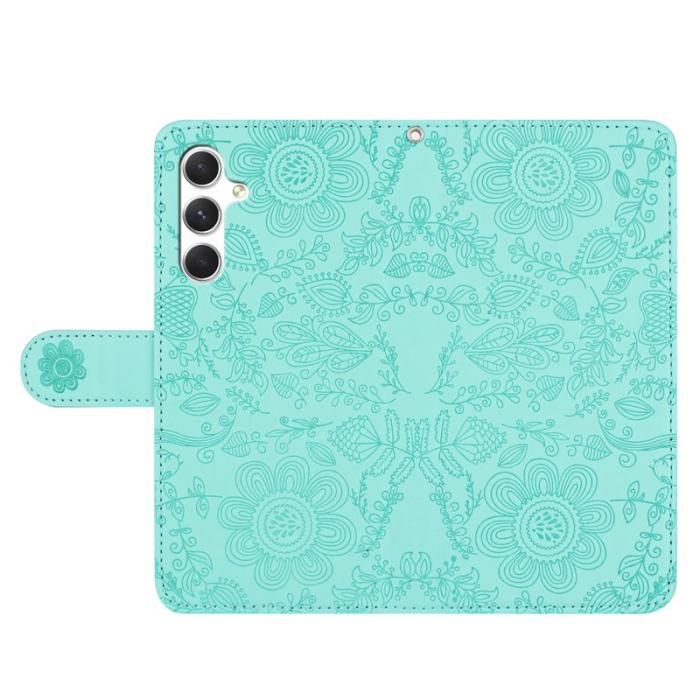 OEM - Samsung Galaxy S26 Plånboksfodral Blommotiv Konstläder Flip - Ljusgrön