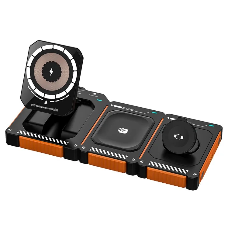 3in1 MagSafe Trådlös Laddare iPhone Apple Watch Airpods - Orange | 505295 | AlltMobil