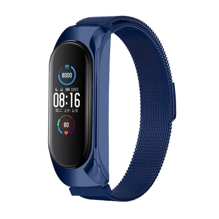 A-One Brand - Metall Ersättningsarmband till Xiaomi Mi Band 6/5/4/3 - Blå