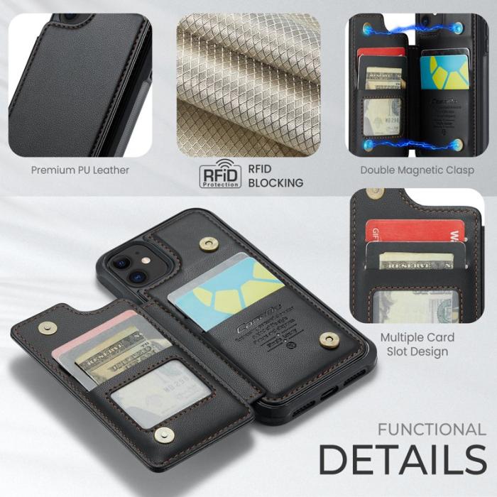 Caseme - CASEME C22 iPhone 11 Fodral Konstläder med RFID, Svart