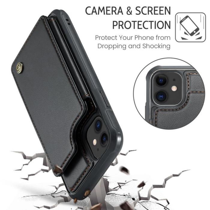 Caseme - CASEME C22 iPhone 11 Fodral Konstläder med RFID, Svart