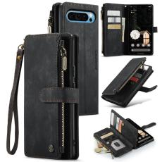 Caseme - CASEME Konstl&auml;der Pl&aring;nboksfodral till Google Pixel 9 Pro XL med rem - Svart