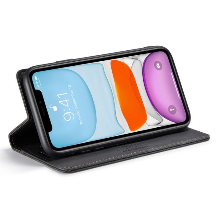 AUTSPACE - AUTSPACE A01 iPhone 11 Pro Max Plånboksfodral Konstläder - Svart