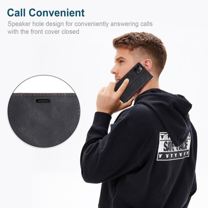 AUTSPACE - AUTSPACE A01 iPhone 11 Pro Max Plånboksfodral Konstläder - Svart