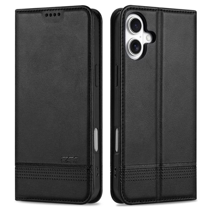 AZNS - AZNS iPhone 16 Plus Plånboksfodral Konstläder - Svart