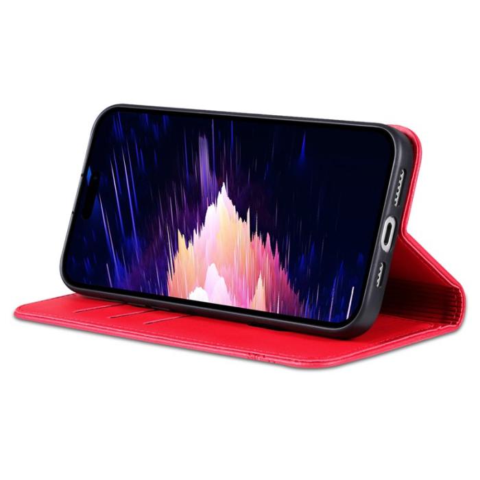 AZNS - AZNS iPhone 16 Plus Plånboksfodral Konstläder - Röd