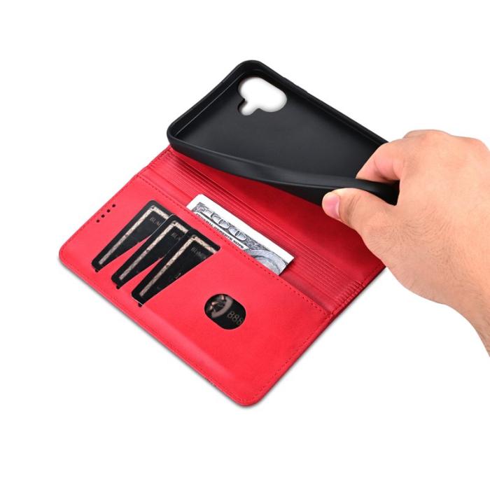 AZNS - AZNS iPhone 16 Plus Plånboksfodral Konstläder - Röd