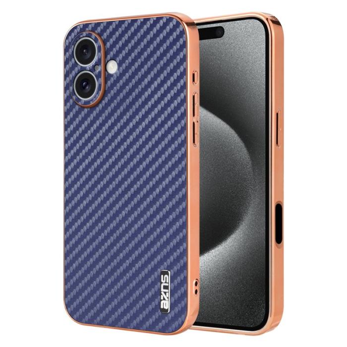 AZNS - AZNS iPhone 16 Plus Fodral Electroplating KonstLäder - Blå