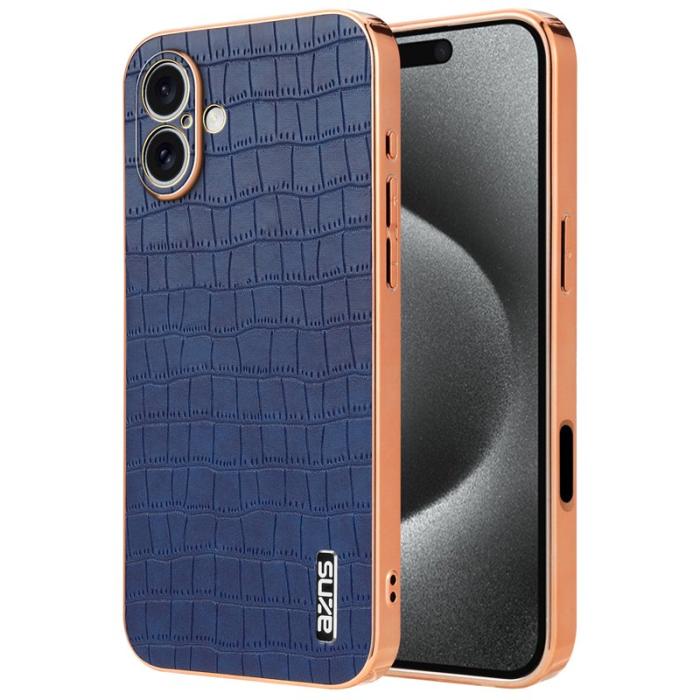 AZNS - AZNS iPhone 16 Plus Fodral Electroplating KonstLäder - Blå