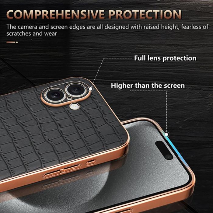 AZNS - AZNS iPhone 16 Plus Fodral Electroplating KonstLäder - Blå