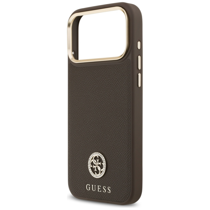 Guess - Guess iPhone 17 Pro Mobilskal Magsafe Grained Strass Logo - Brun