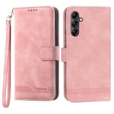 DIERFENG - DIERFENG DF-03 Pl&aring;nboksfodral i Konstl&auml;der f&ouml;r Samsung Galaxy A34 - Rosa