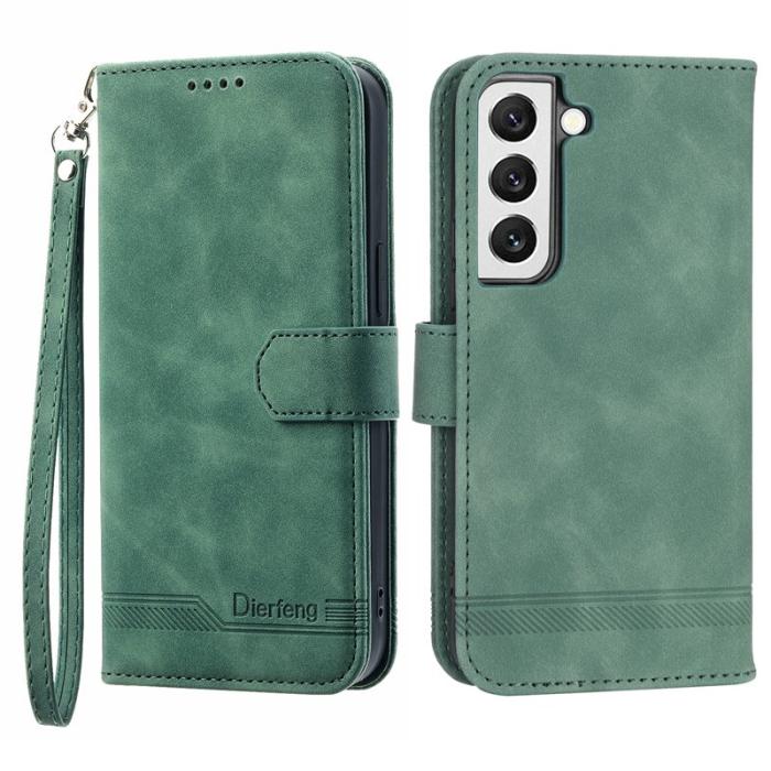 DIERFENG - DIERFENG DF-03 Plånboksfodral i Konstläder för Samsung Galaxy S22 - Grön