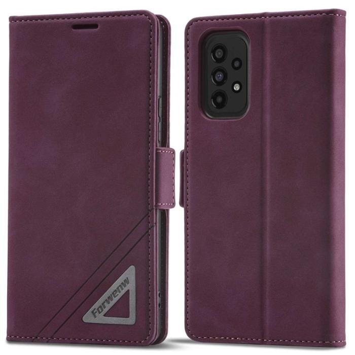 FORWENW - FORWENW F3-Series Konstläder Plånboksfodral för Samsung Galaxy A32 5G - Vinröd