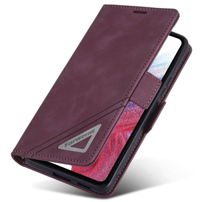 FORWENW - FORWENW F3-Series Konstläder Plånboksfodral för Samsung Galaxy A32 5G - Vinröd