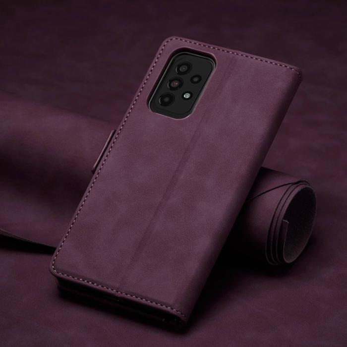 FORWENW - FORWENW F3-Series Konstläder Plånboksfodral för Samsung Galaxy A32 5G - Vinröd