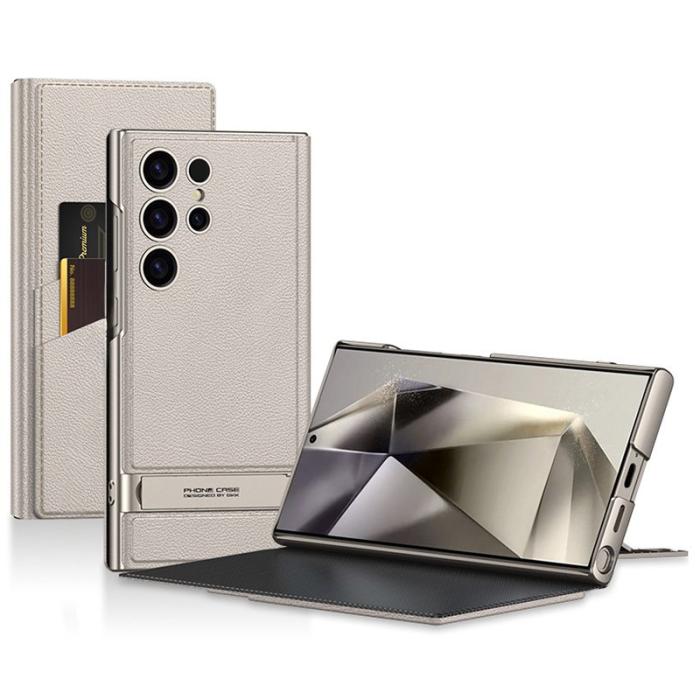 GKK - GKK Samsung Galaxy S24 Ultra Fodral KonstLäder - Grå