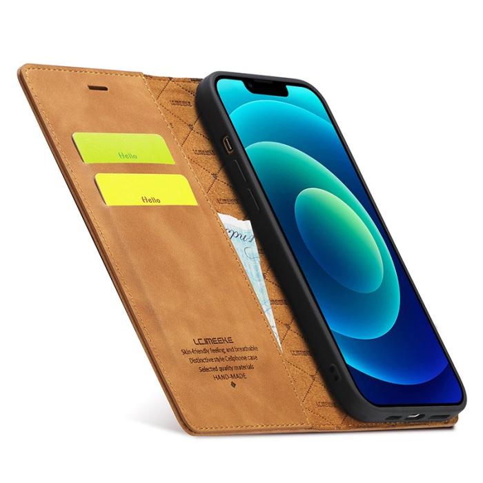 LC.imeeke - LC.IMEEKE Plånboksfodral för iPhone 15 - Konstläder- Brun