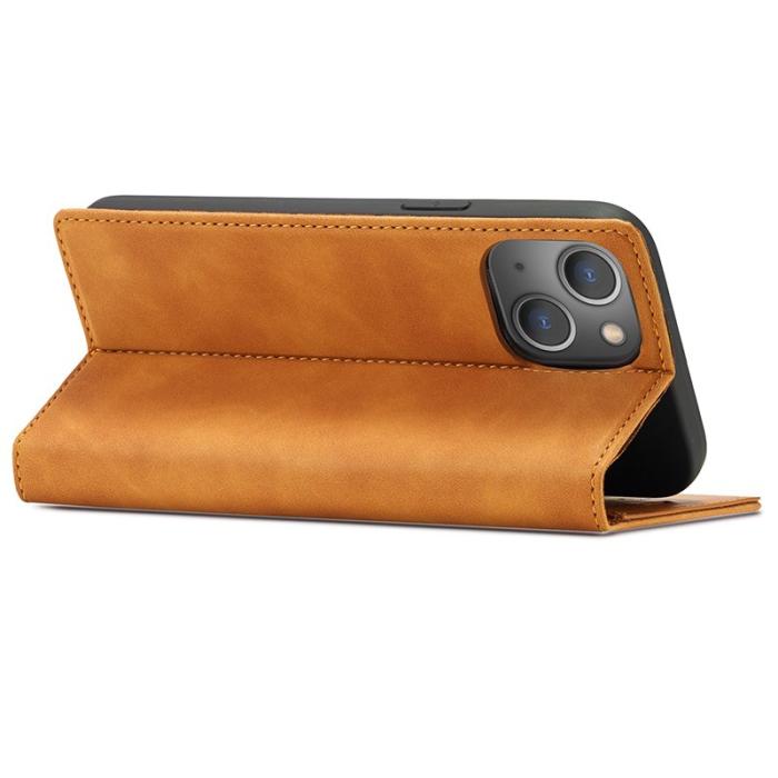 LC.imeeke - LC.IMEEKE Plånboksfodral för iPhone 15 - Konstläder- Brun