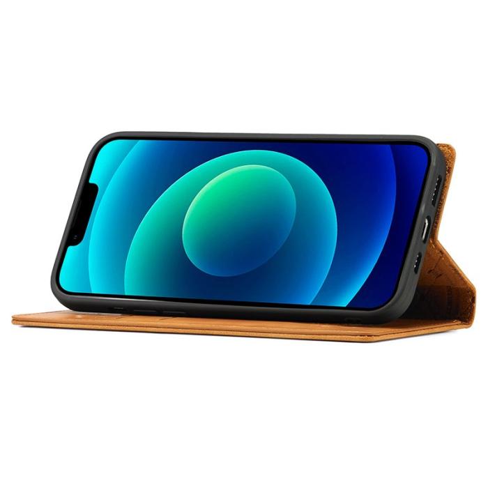 LC.imeeke - LC.IMEEKE Plånboksfodral för iPhone 15 - Konstläder- Brun