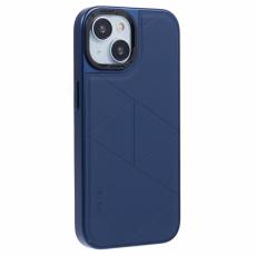 X-Level - X-LEVEL Mobilskal till iPhone 14/13 L&auml;der+PC+TPU Geometrisk Bl&aring;