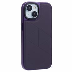 X-Level - X-LEVEL Mobilskal till iPhone 14/13 L&auml;der+PC+TPU Geometrisk Lila