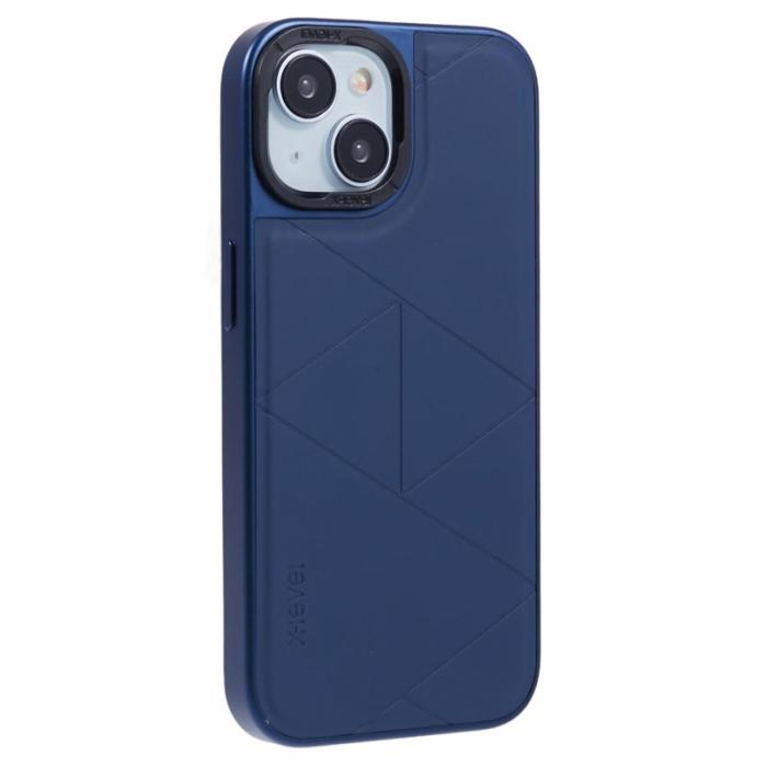 X-Level - X-LEVEL Mobilskal till iPhone 14/13 Läder+PC+TPU Geometrisk Blå