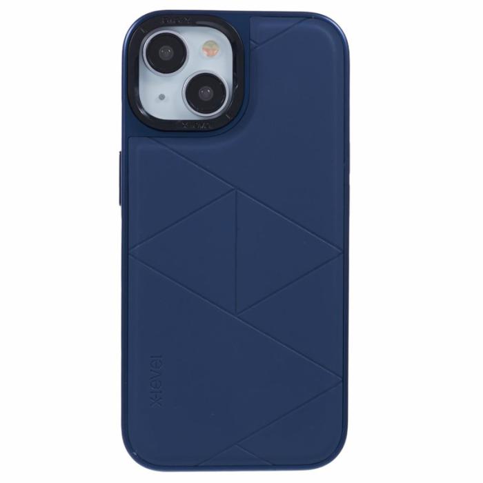 X-Level - X-LEVEL Mobilskal till iPhone 14/13 Läder+PC+TPU Geometrisk Blå