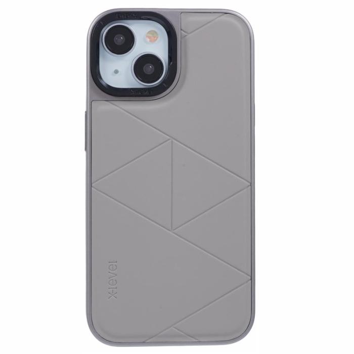 X-Level - X-LEVEL Mobilskal till iPhone 14/13 Läder+PC+TPU Geometrisk Grå