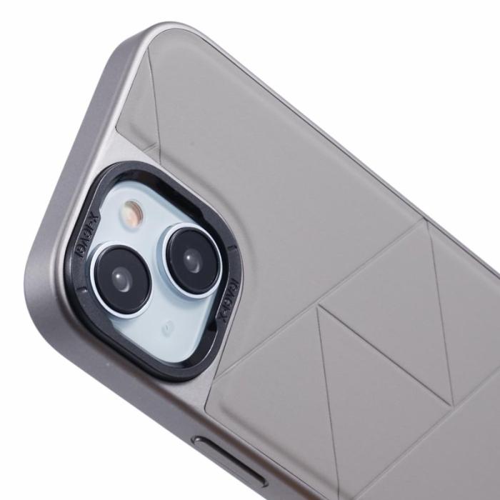 X-Level - X-LEVEL Mobilskal till iPhone 14/13 Läder+PC+TPU Geometrisk Grå