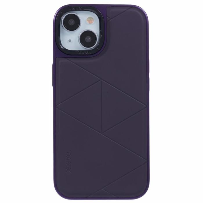 X-Level - X-LEVEL Mobilskal till iPhone 14/13 Läder+PC+TPU Geometrisk Lila