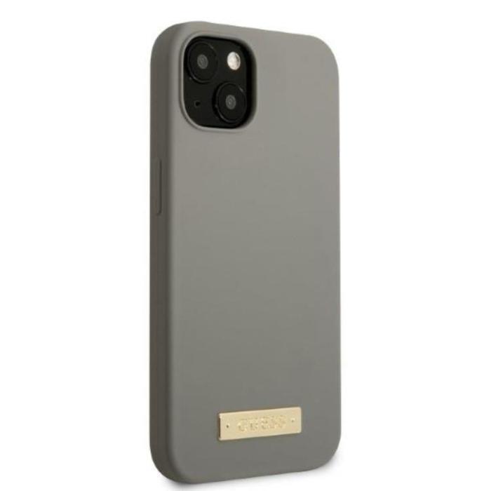 Guess - Guess iPhone 13 Skal MagSafe Silicone Logo Plate - Grå