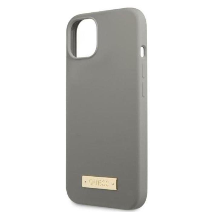 Guess - Guess iPhone 13 Skal MagSafe Silicone Logo Plate - Grå