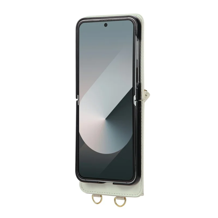 A-One Brand - Galaxy Z Flip 7 5G Mobilskal Korthållare Kickstand Rhombus - Beige