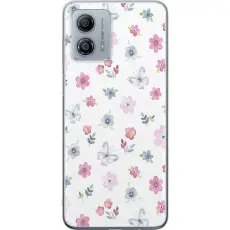 Gustaf - Mobilskal till Motorola Moto G53 med Blommor och fj&auml;rillar